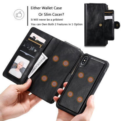 For iPhone XS Max Multifunctional Retro Detachable Magnetic Horizontal Flip Leather Case with Card Slots & Holder & Wallet & Photo Frame(Black) - More iPhone Cases by buy2fix | Online Shopping UK | buy2fix