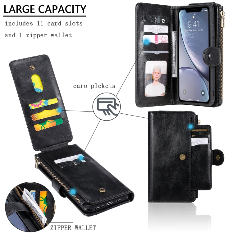 For iPhone XS Max Multifunctional Retro Detachable Magnetic Horizontal Flip Leather Case with Card Slots & Holder & Wallet & Photo Frame(Black) - More iPhone Cases by buy2fix | Online Shopping UK | buy2fix