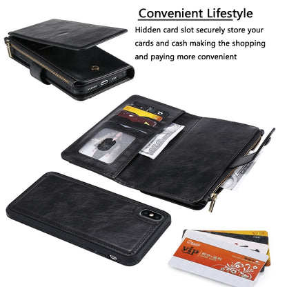 For iPhone XS Max Multifunctional Retro Detachable Magnetic Horizontal Flip Leather Case with Card Slots & Holder & Wallet & Photo Frame(Black) - More iPhone Cases by buy2fix | Online Shopping UK | buy2fix