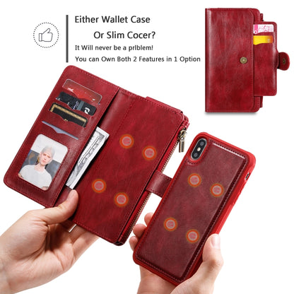 For iPhone XS Max Multifunctional Retro Detachable Magnetic Horizontal Flip Leather Case with Card Slots & Holder & Wallet & Photo Frame(Red) - More iPhone Cases by buy2fix | Online Shopping UK | buy2fix