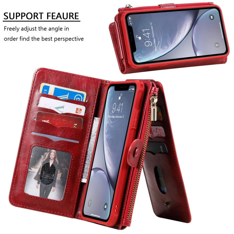 For iPhone XS Max Multifunctional Retro Detachable Magnetic Horizontal Flip Leather Case with Card Slots & Holder & Wallet & Photo Frame(Red) - More iPhone Cases by buy2fix | Online Shopping UK | buy2fix