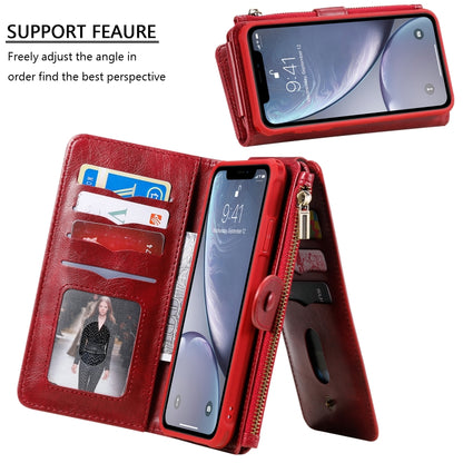 For iPhone XS Max Multifunctional Retro Detachable Magnetic Horizontal Flip Leather Case with Card Slots & Holder & Wallet & Photo Frame(Red) - More iPhone Cases by buy2fix | Online Shopping UK | buy2fix