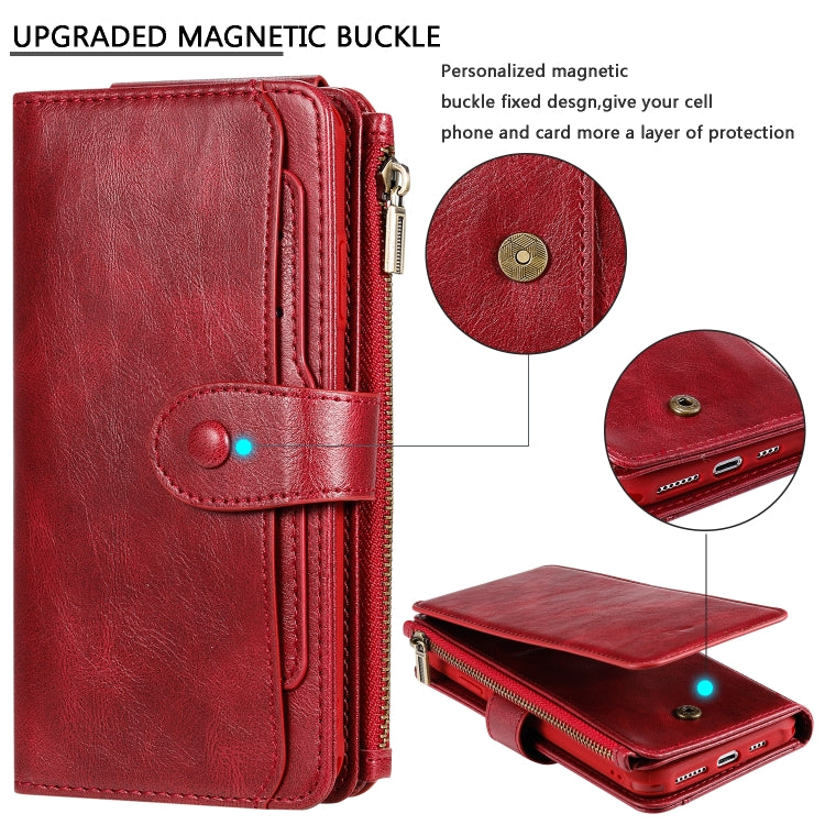 For iPhone XS Max Multifunctional Retro Detachable Magnetic Horizontal Flip Leather Case with Card Slots & Holder & Wallet & Photo Frame(Red) - More iPhone Cases by buy2fix | Online Shopping UK | buy2fix