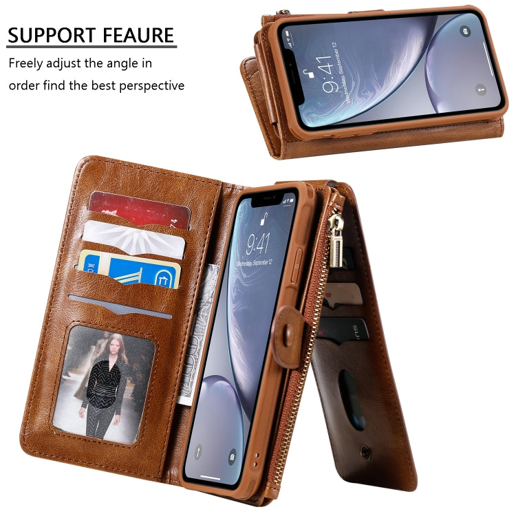 For iPhone XS Max Multifunctional Retro Detachable Magnetic Horizontal Flip Leather Case with Card Slots & Holder & Wallet & Photo Frame(Brown) - More iPhone Cases by buy2fix | Online Shopping UK | buy2fix