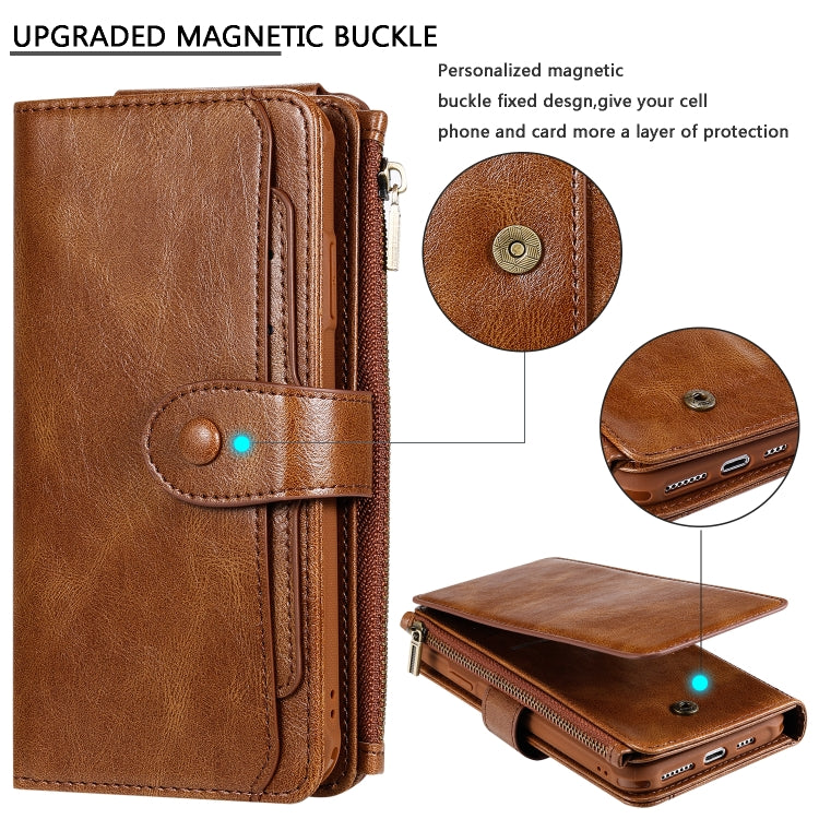 For iPhone XS Max Multifunctional Retro Detachable Magnetic Horizontal Flip Leather Case with Card Slots & Holder & Wallet & Photo Frame(Brown) - More iPhone Cases by buy2fix | Online Shopping UK | buy2fix