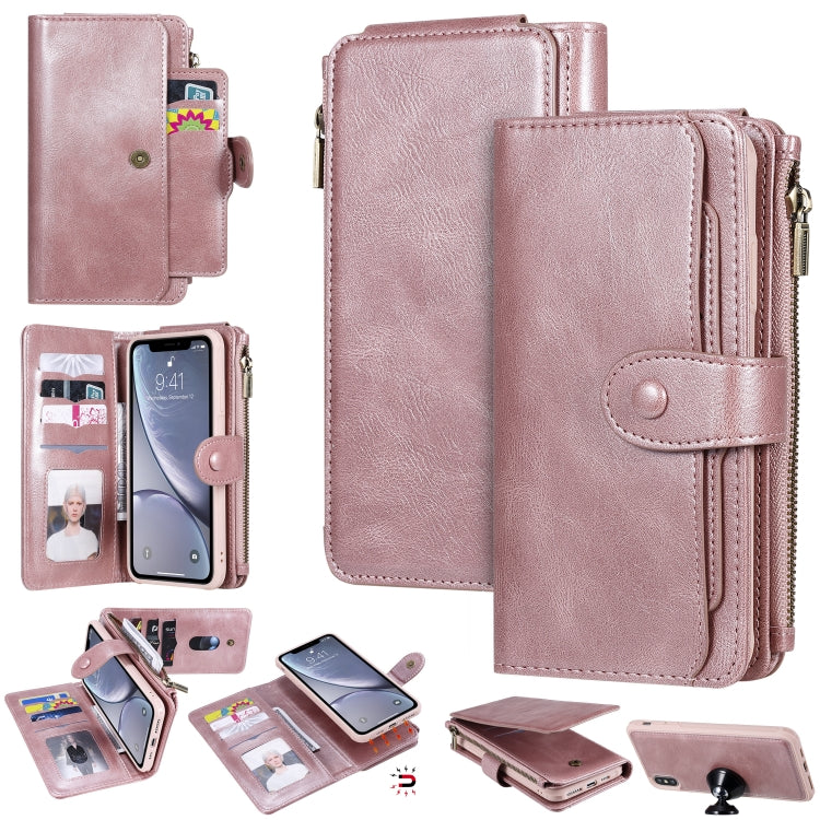 For iPhone XS Max Multifunctional Retro Detachable Magnetic Horizontal Flip Leather Case with Card Slots & Holder & Wallet & Photo Frame(Rose Gold) - More iPhone Cases by buy2fix | Online Shopping UK | buy2fix