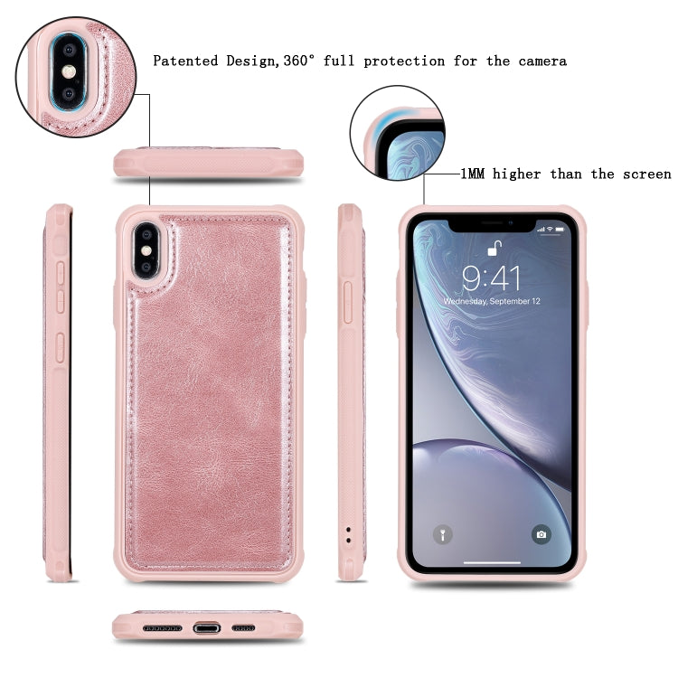For iPhone XS Max Multifunctional Retro Detachable Magnetic Horizontal Flip Leather Case with Card Slots & Holder & Wallet & Photo Frame(Rose Gold) - More iPhone Cases by buy2fix | Online Shopping UK | buy2fix