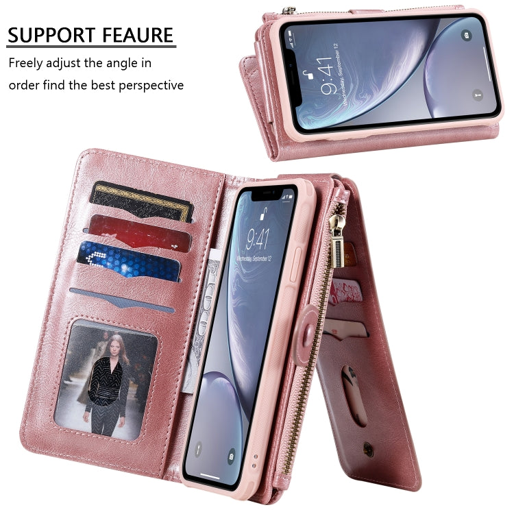 For iPhone XS Max Multifunctional Retro Detachable Magnetic Horizontal Flip Leather Case with Card Slots & Holder & Wallet & Photo Frame(Rose Gold) - More iPhone Cases by buy2fix | Online Shopping UK | buy2fix