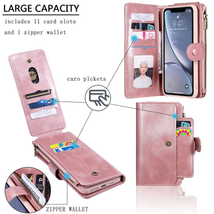 For iPhone XS Max Multifunctional Retro Detachable Magnetic Horizontal Flip Leather Case with Card Slots & Holder & Wallet & Photo Frame(Rose Gold) - More iPhone Cases by buy2fix | Online Shopping UK | buy2fix