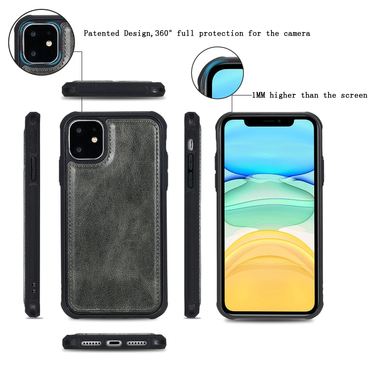 For iPhone 11 Multifunctional Retro Detachable Magnetic Horizontal Flip Leather Case with Card Slots & Holder & Wallet & Photo Frame(Dark Green) - iPhone 11 Cases by buy2fix | Online Shopping UK | buy2fix