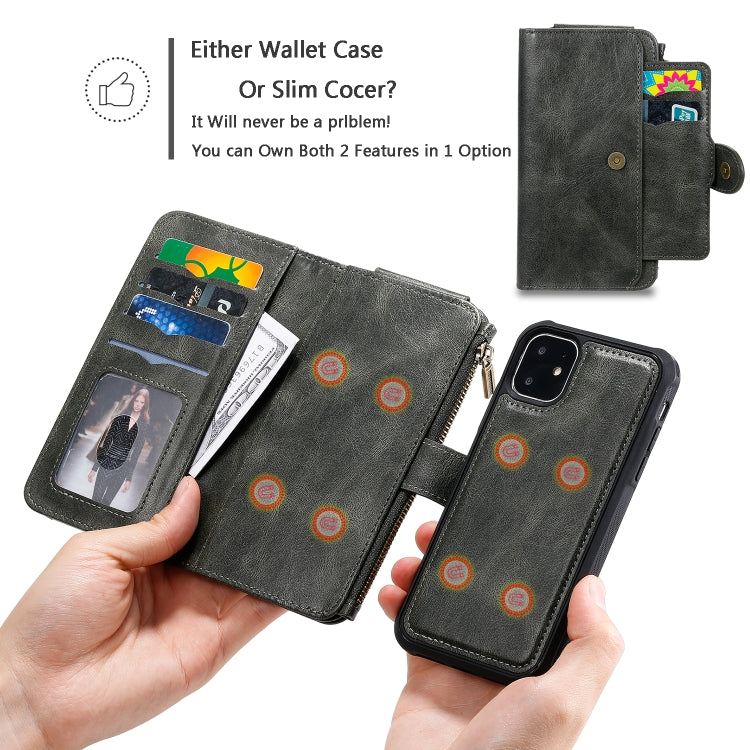 For iPhone 11 Multifunctional Retro Detachable Magnetic Horizontal Flip Leather Case with Card Slots & Holder & Wallet & Photo Frame(Dark Green) - iPhone 11 Cases by buy2fix | Online Shopping UK | buy2fix