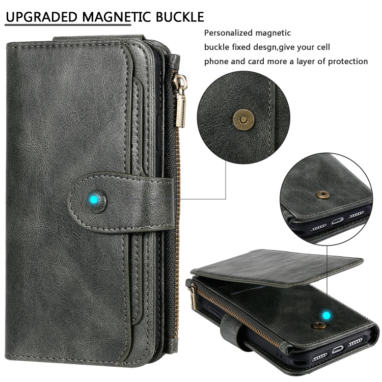 For iPhone 11 Multifunctional Retro Detachable Magnetic Horizontal Flip Leather Case with Card Slots & Holder & Wallet & Photo Frame(Dark Green) - iPhone 11 Cases by buy2fix | Online Shopping UK | buy2fix