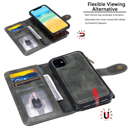 For iPhone 11 Multifunctional Retro Detachable Magnetic Horizontal Flip Leather Case with Card Slots & Holder & Wallet & Photo Frame(Dark Green) - iPhone 11 Cases by buy2fix | Online Shopping UK | buy2fix