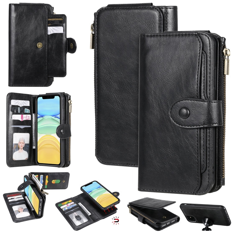 For iPhone 11 Multifunctional Retro Detachable Magnetic Horizontal Flip Leather Case with Card Slots & Holder & Wallet & Photo Frame(Black) - iPhone 11 Cases by buy2fix | Online Shopping UK | buy2fix