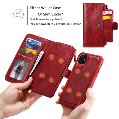 For iPhone 11 Multifunctional Retro Detachable Magnetic Horizontal Flip Leather Case with Card Slots & Holder & Wallet & Photo Frame(Red) - iPhone 11 Cases by buy2fix | Online Shopping UK | buy2fix