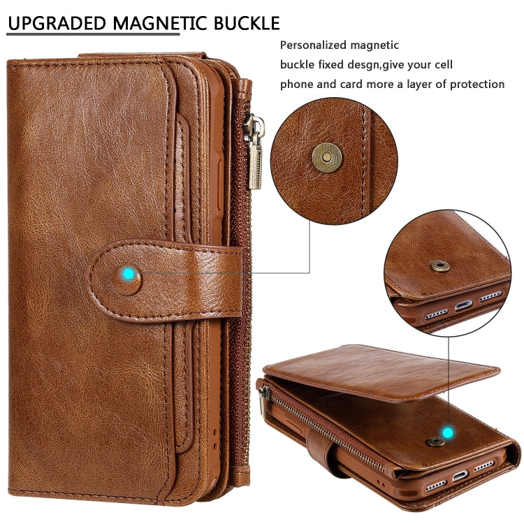 For iPhone 11 Multifunctional Retro Detachable Magnetic Horizontal Flip Leather Case with Card Slots & Holder & Wallet & Photo Frame(Brown) - iPhone 11 Cases by buy2fix | Online Shopping UK | buy2fix