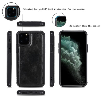 For iPhone 11 Pro Multifunctional Retro Detachable Magnetic Horizontal Flip Leather Case with Card Slots & Holder & Wallet & Photo Frame(Black) - iPhone 11 Pro Max Cases by buy2fix | Online Shopping UK | buy2fix