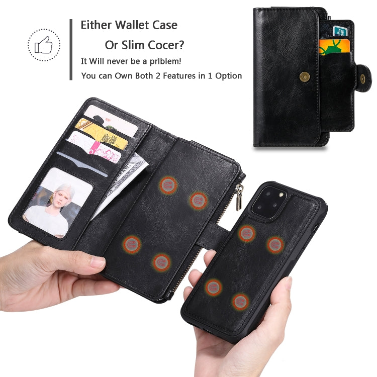 For iPhone 11 Pro Multifunctional Retro Detachable Magnetic Horizontal Flip Leather Case with Card Slots & Holder & Wallet & Photo Frame(Black) - iPhone 11 Pro Max Cases by buy2fix | Online Shopping UK | buy2fix