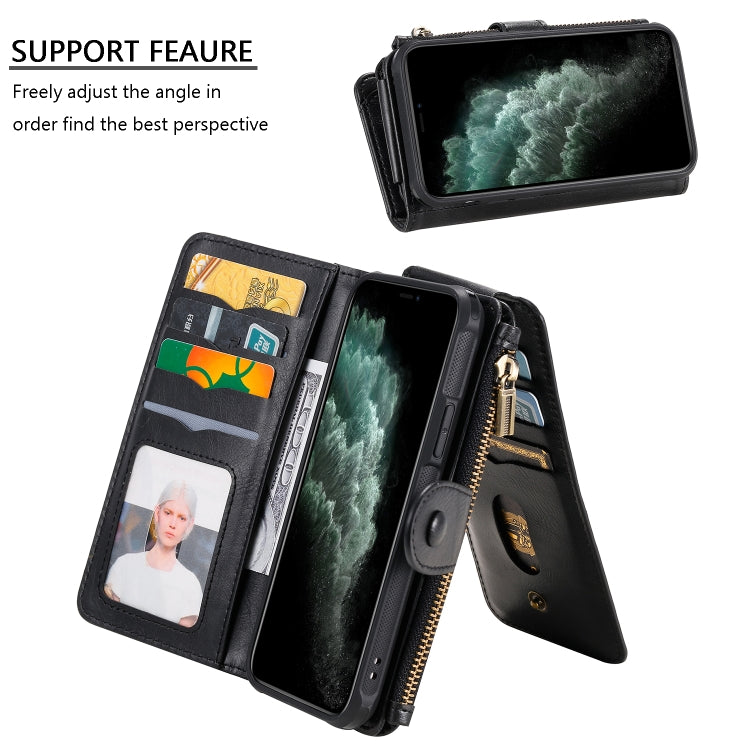 For iPhone 11 Pro Multifunctional Retro Detachable Magnetic Horizontal Flip Leather Case with Card Slots & Holder & Wallet & Photo Frame(Black) - iPhone 11 Pro Max Cases by buy2fix | Online Shopping UK | buy2fix