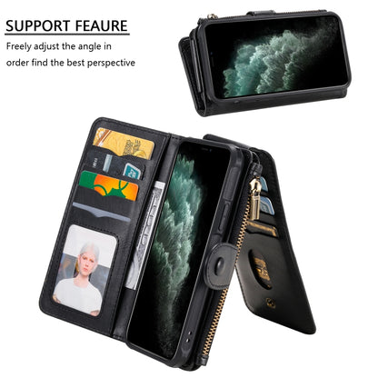 For iPhone 11 Pro Multifunctional Retro Detachable Magnetic Horizontal Flip Leather Case with Card Slots & Holder & Wallet & Photo Frame(Black) - iPhone 11 Pro Max Cases by buy2fix | Online Shopping UK | buy2fix
