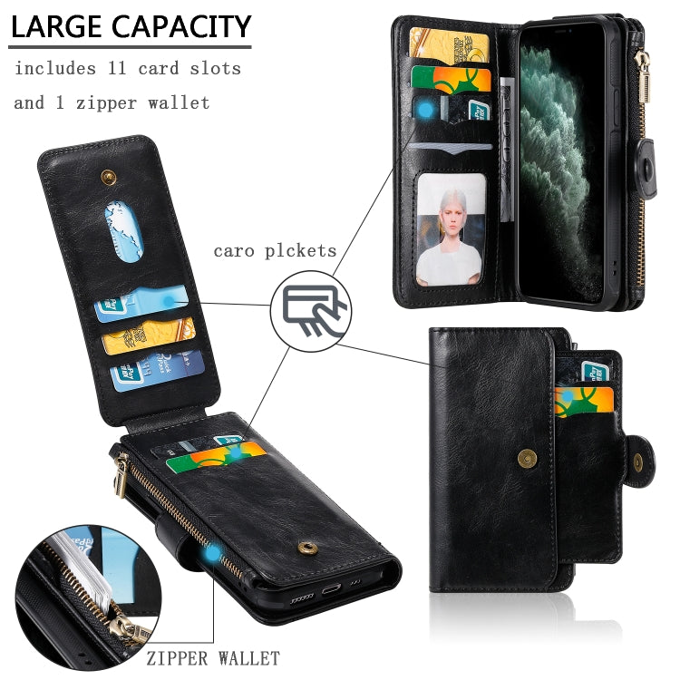 For iPhone 11 Pro Multifunctional Retro Detachable Magnetic Horizontal Flip Leather Case with Card Slots & Holder & Wallet & Photo Frame(Black) - iPhone 11 Pro Max Cases by buy2fix | Online Shopping UK | buy2fix