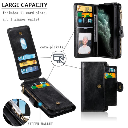 For iPhone 11 Pro Multifunctional Retro Detachable Magnetic Horizontal Flip Leather Case with Card Slots & Holder & Wallet & Photo Frame(Black) - iPhone 11 Pro Max Cases by buy2fix | Online Shopping UK | buy2fix