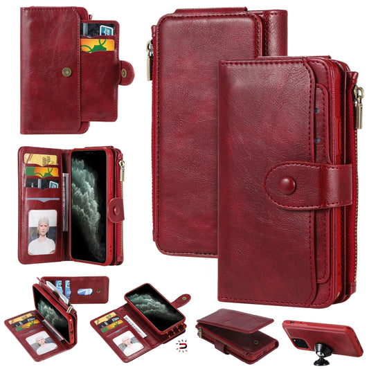For iPhone 11 Pro Multifunctional Retro Detachable Magnetic Horizontal Flip Leather Case with Card Slots & Holder & Wallet & Photo Frame(Red) - iPhone 11 Pro Max Cases by buy2fix | Online Shopping UK | buy2fix