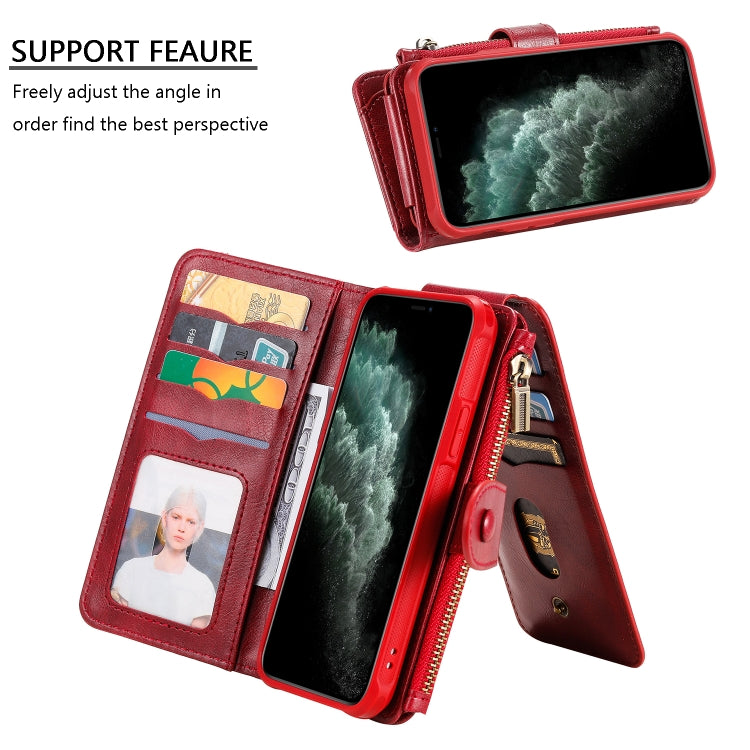 For iPhone 11 Pro Multifunctional Retro Detachable Magnetic Horizontal Flip Leather Case with Card Slots & Holder & Wallet & Photo Frame(Red) - iPhone 11 Pro Max Cases by buy2fix | Online Shopping UK | buy2fix