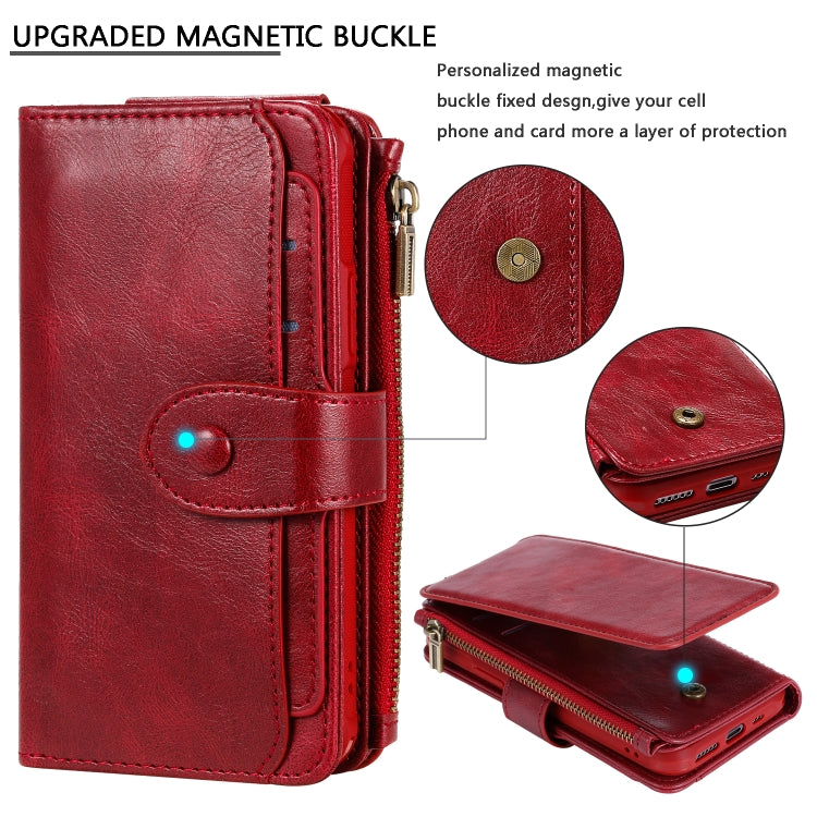 For iPhone 11 Pro Multifunctional Retro Detachable Magnetic Horizontal Flip Leather Case with Card Slots & Holder & Wallet & Photo Frame(Red) - iPhone 11 Pro Max Cases by buy2fix | Online Shopping UK | buy2fix