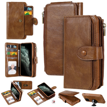 For iPhone 11 Pro Multifunctional Retro Detachable Magnetic Horizontal Flip Leather Case with Card Slots & Holder & Wallet & Photo Frame(Brown) - iPhone 11 Pro Max Cases by buy2fix | Online Shopping UK | buy2fix
