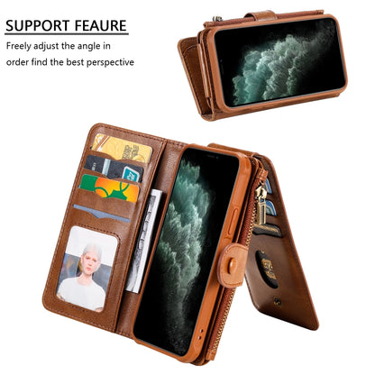 For iPhone 11 Pro Multifunctional Retro Detachable Magnetic Horizontal Flip Leather Case with Card Slots & Holder & Wallet & Photo Frame(Brown) - iPhone 11 Pro Max Cases by buy2fix | Online Shopping UK | buy2fix