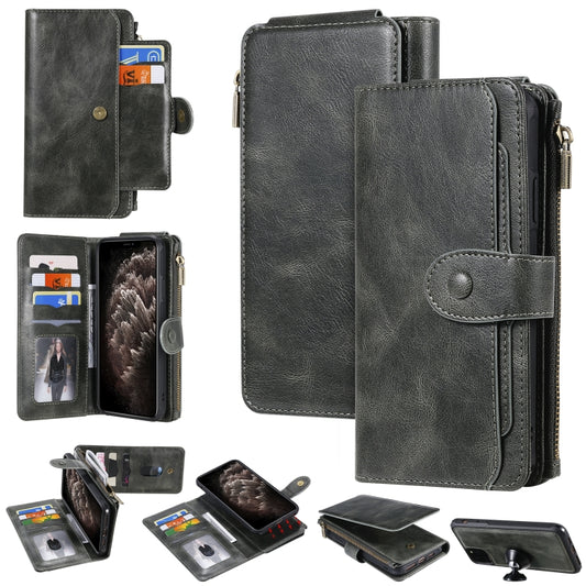 For iPhone 11 Pro Max Multifunctional Retro Detachable Magnetic Horizontal Flip Leather Case with Card Slots & Holder & Wallet & Photo Frame(Dark Green) - iPhone 11 Pro Max Cases by buy2fix | Online Shopping UK | buy2fix