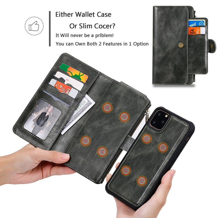 For iPhone 11 Pro Max Multifunctional Retro Detachable Magnetic Horizontal Flip Leather Case with Card Slots & Holder & Wallet & Photo Frame(Dark Green) - iPhone 11 Pro Max Cases by buy2fix | Online Shopping UK | buy2fix