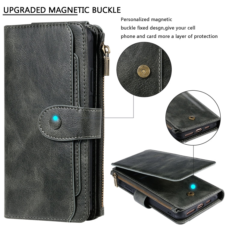 For iPhone 11 Pro Max Multifunctional Retro Detachable Magnetic Horizontal Flip Leather Case with Card Slots & Holder & Wallet & Photo Frame(Dark Green) - iPhone 11 Pro Max Cases by buy2fix | Online Shopping UK | buy2fix
