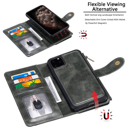 For iPhone 11 Pro Max Multifunctional Retro Detachable Magnetic Horizontal Flip Leather Case with Card Slots & Holder & Wallet & Photo Frame(Dark Green) - iPhone 11 Pro Max Cases by buy2fix | Online Shopping UK | buy2fix