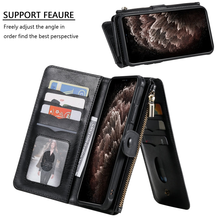 For iPhone 11 Pro Max Multifunctional Retro Detachable Magnetic Horizontal Flip Leather Case with Card Slots & Holder & Wallet & Photo Frame(Black) - iPhone 11 Pro Max Cases by buy2fix | Online Shopping UK | buy2fix