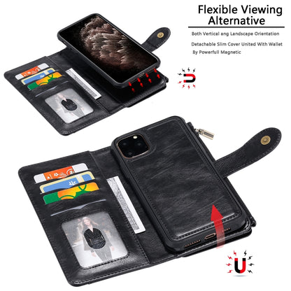 For iPhone 11 Pro Max Multifunctional Retro Detachable Magnetic Horizontal Flip Leather Case with Card Slots & Holder & Wallet & Photo Frame(Black) - iPhone 11 Pro Max Cases by buy2fix | Online Shopping UK | buy2fix