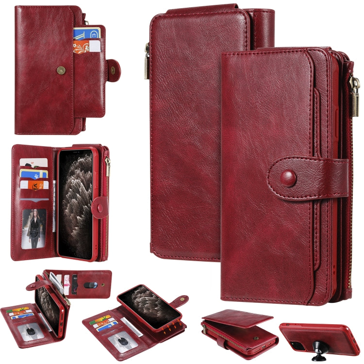 For iPhone 11 Pro Max Multifunctional Retro Detachable Magnetic Horizontal Flip Leather Case with Card Slots & Holder & Wallet & Photo Frame(Red) - iPhone 11 Pro Max Cases by buy2fix | Online Shopping UK | buy2fix
