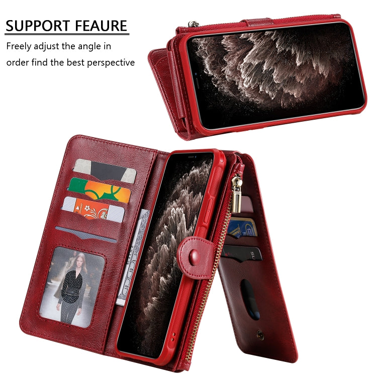 For iPhone 11 Pro Max Multifunctional Retro Detachable Magnetic Horizontal Flip Leather Case with Card Slots & Holder & Wallet & Photo Frame(Red) - iPhone 11 Pro Max Cases by buy2fix | Online Shopping UK | buy2fix