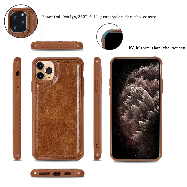 For iPhone 11 Pro Max Multifunctional Retro Detachable Magnetic Horizontal Flip Leather Case with Card Slots & Holder & Wallet & Photo Frame(Brown) - iPhone 11 Pro Max Cases by buy2fix | Online Shopping UK | buy2fix