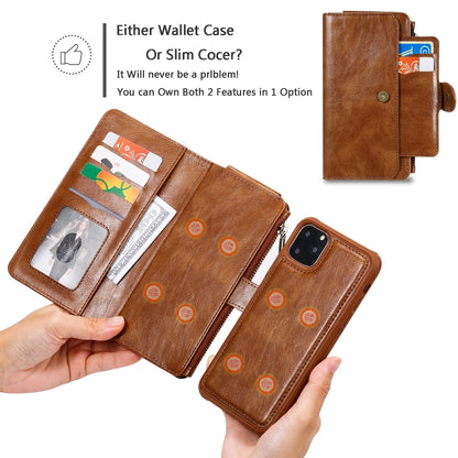 For iPhone 11 Pro Max Multifunctional Retro Detachable Magnetic Horizontal Flip Leather Case with Card Slots & Holder & Wallet & Photo Frame(Brown) - iPhone 11 Pro Max Cases by buy2fix | Online Shopping UK | buy2fix
