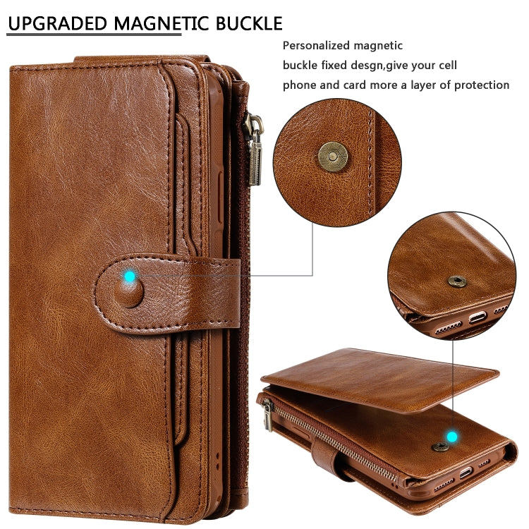 For iPhone 11 Pro Max Multifunctional Retro Detachable Magnetic Horizontal Flip Leather Case with Card Slots & Holder & Wallet & Photo Frame(Brown) - iPhone 11 Pro Max Cases by buy2fix | Online Shopping UK | buy2fix