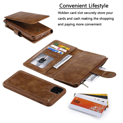 For iPhone 11 Pro Max Multifunctional Retro Detachable Magnetic Horizontal Flip Leather Case with Card Slots & Holder & Wallet & Photo Frame(Brown) - iPhone 11 Pro Max Cases by buy2fix | Online Shopping UK | buy2fix