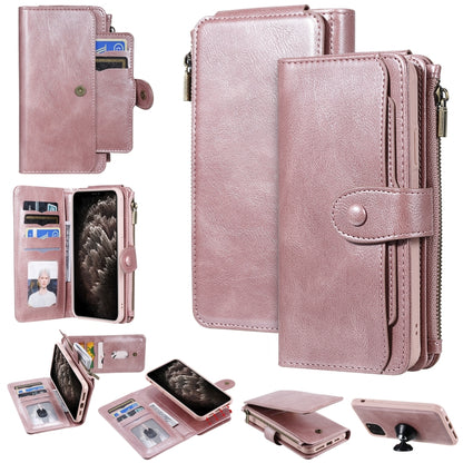 For iPhone 11 Pro Max Multifunctional Retro Detachable Magnetic Horizontal Flip Leather Case with Card Slots & Holder & Wallet & Photo Frame(Rose Gold) - iPhone 11 Pro Max Cases by buy2fix | Online Shopping UK | buy2fix