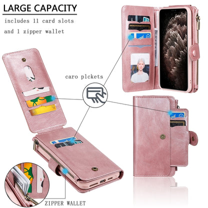 For iPhone 11 Pro Max Multifunctional Retro Detachable Magnetic Horizontal Flip Leather Case with Card Slots & Holder & Wallet & Photo Frame(Rose Gold) - iPhone 11 Pro Max Cases by buy2fix | Online Shopping UK | buy2fix