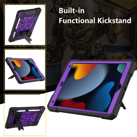 For iPad 10.2 2019/2020/2021 Bumblebee Silicone+PC Shockproof Tablet Case with Holder(Black Purple) - iPad 10.2 Cases by buy2fix | Online Shopping UK | buy2fix