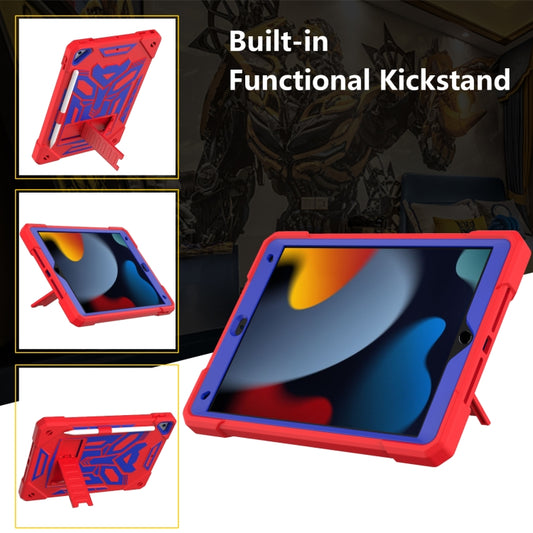 For iPad 10.2 2019/2020/2021 Bumblebee Silicone+PC Shockproof Tablet Case with Holder(Red Blue) - iPad 10.2 Cases by buy2fix | Online Shopping UK | buy2fix