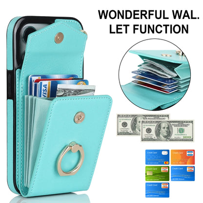 For iPhone 13 Pro Max Anti-theft RFID Card Slot Phone Case(Mint Green) - iPhone 13 Pro Max Cases by buy2fix | Online Shopping UK | buy2fix