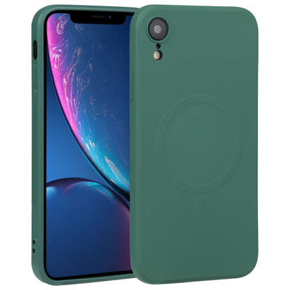For iPhone XR Liquid Silicone Full Coverage Shockproof Magsafe Phone Case(Deep Green) by buy2fix