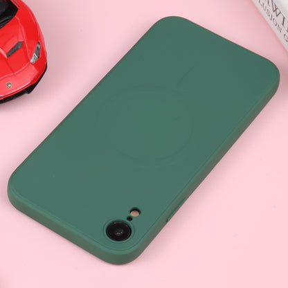 For iPhone XR Liquid Silicone Full Coverage Shockproof Magsafe Phone Case(Deep Green) by buy2fix